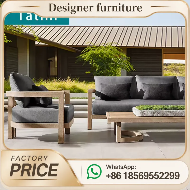 Outdoor Furniture Teak - Teak Wood Sofa Set Waterproof Outdoor
