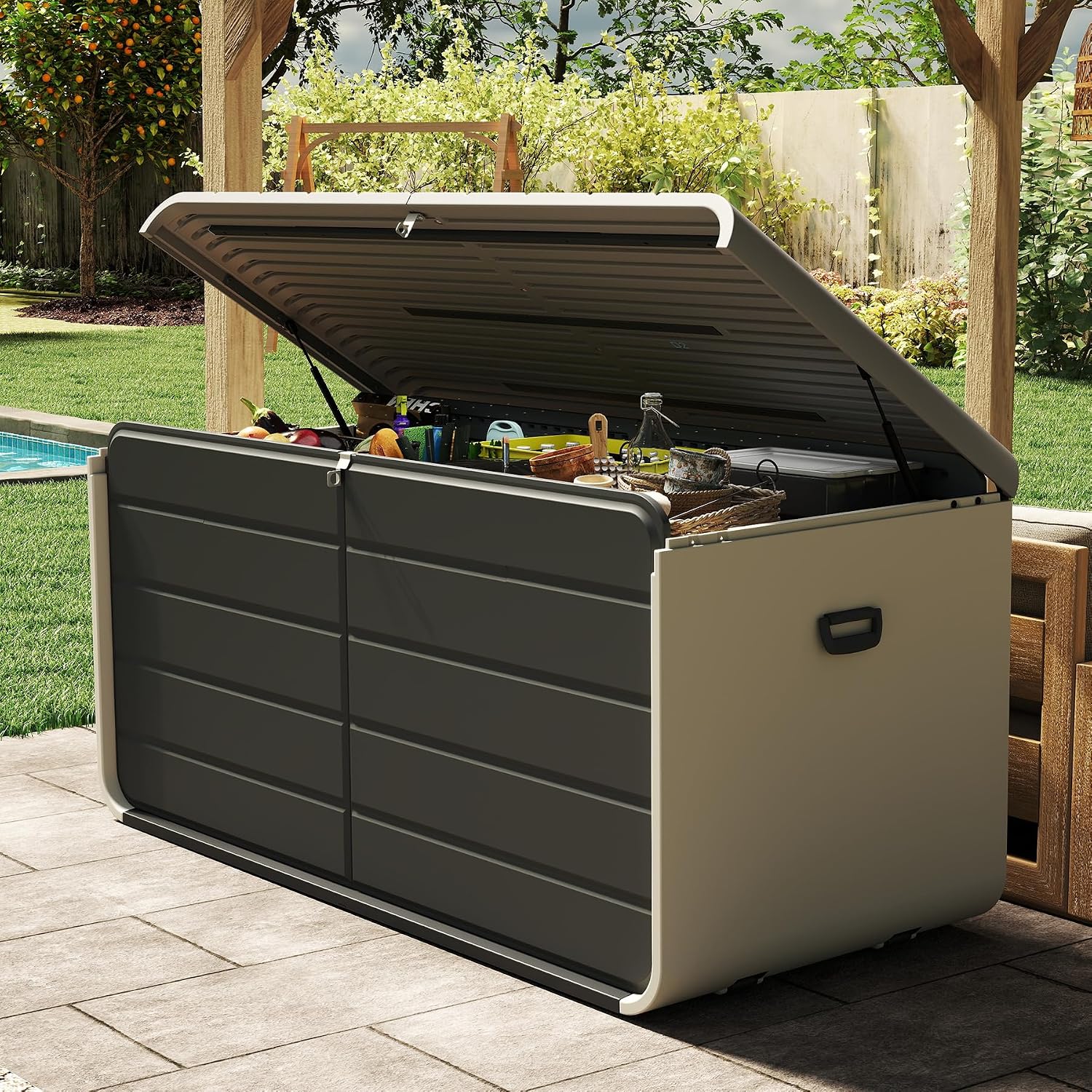 Outdoor Furniture Bench - Indoor Outdoor Storage Box 200 Gallon,