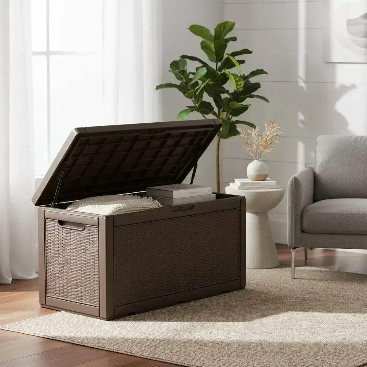 Outdoor Furniture Bench - Large Outdoor Storage Bench Waterproof Grey
