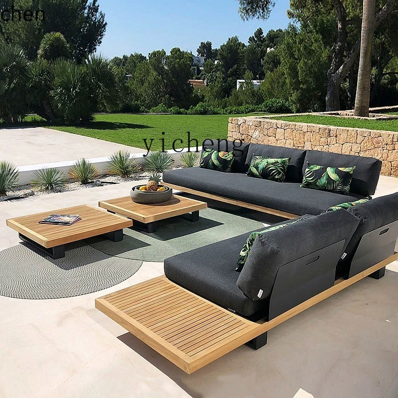 Outdoor Furniture Teak - HYS outdoor teak sofa courtyard waterproof
