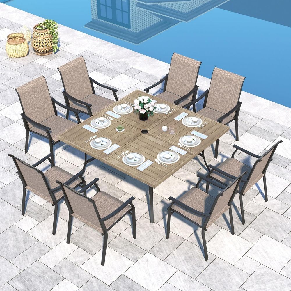 Patio Dining Set 9 Pieces, 8 Q - огляд і ціна Outdoor Furniture Quick Dry