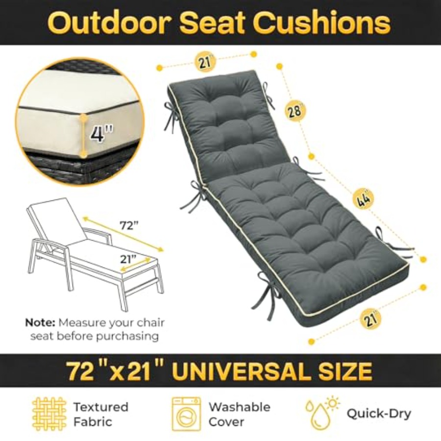 x21 Folding Chaise Lounge Cush - огляд і ціна Outdoor Furniture Quick Dry