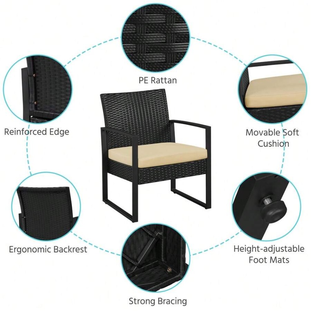 3 Piece Outdoor Wicker Furnitu - огляд і ціна Outdoor Furniture Table And Chairs