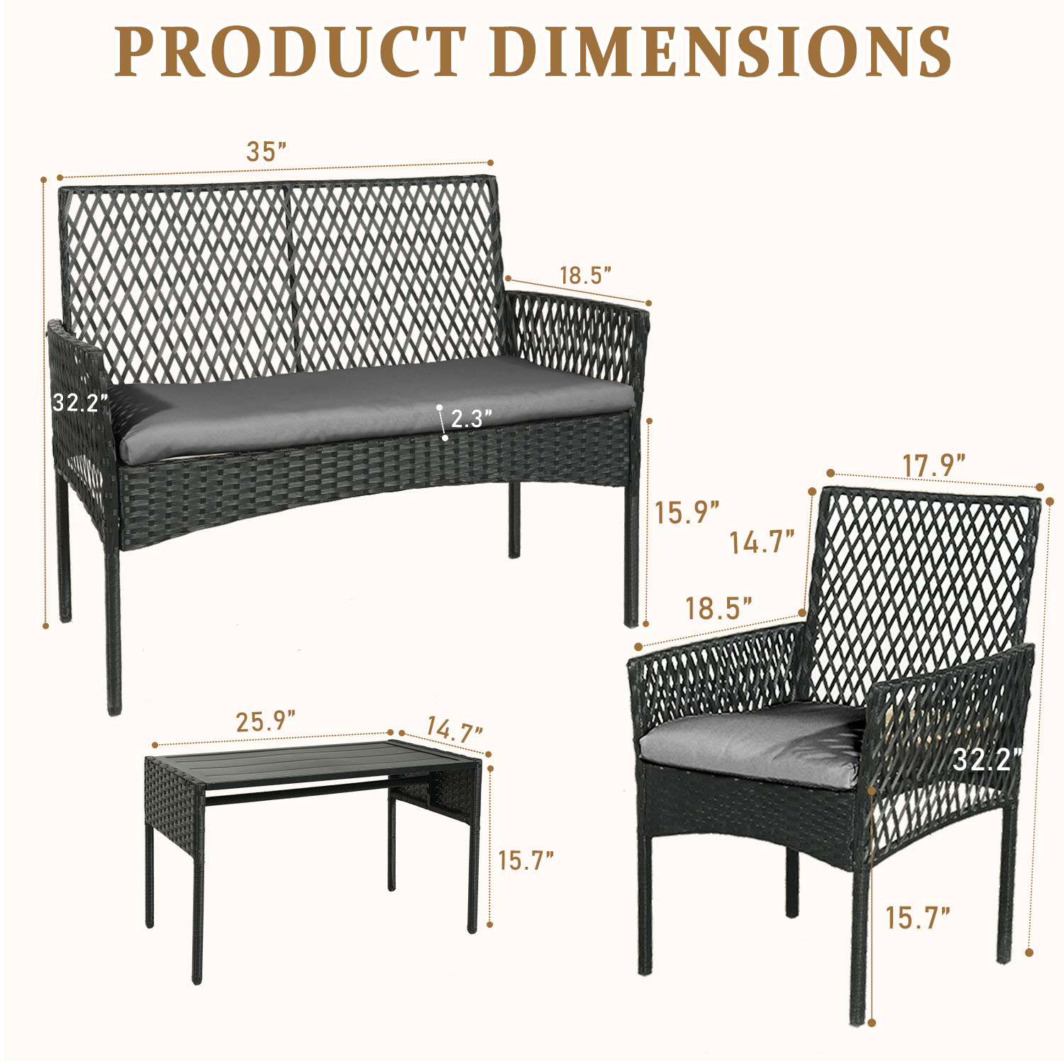 Outdoor Patio Furniture Set 4- - огляд і ціна Outdoor Furniture Without Cushions