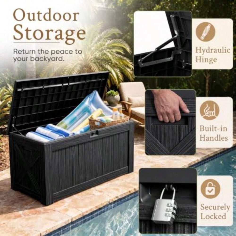 120 Gallon Deck Box Outdoor St - огляд і ціна Outdoor Furniture Bench