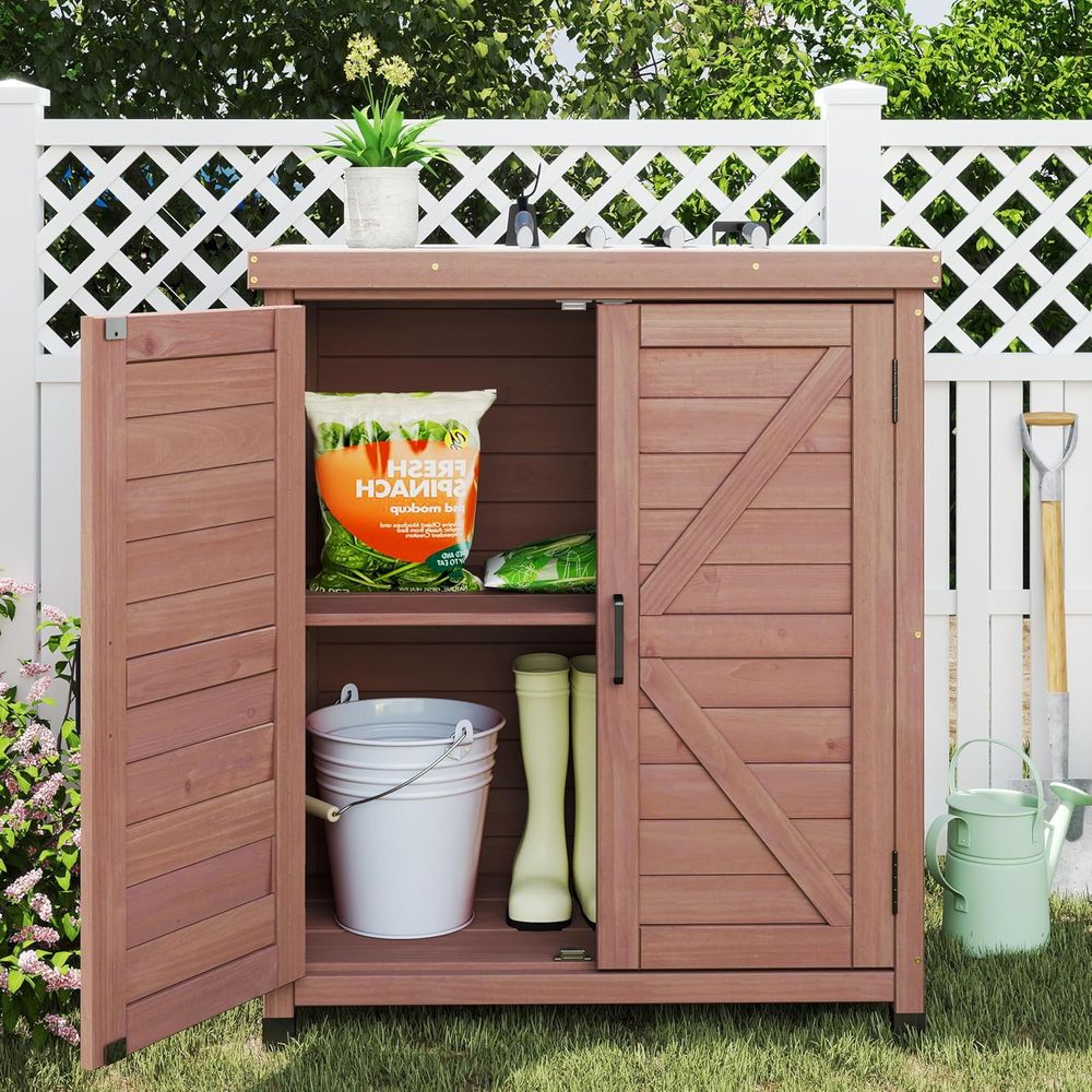 Outdoor Storage Cabinet & Pott - огляд і ціна Outdoor Furniture Bench