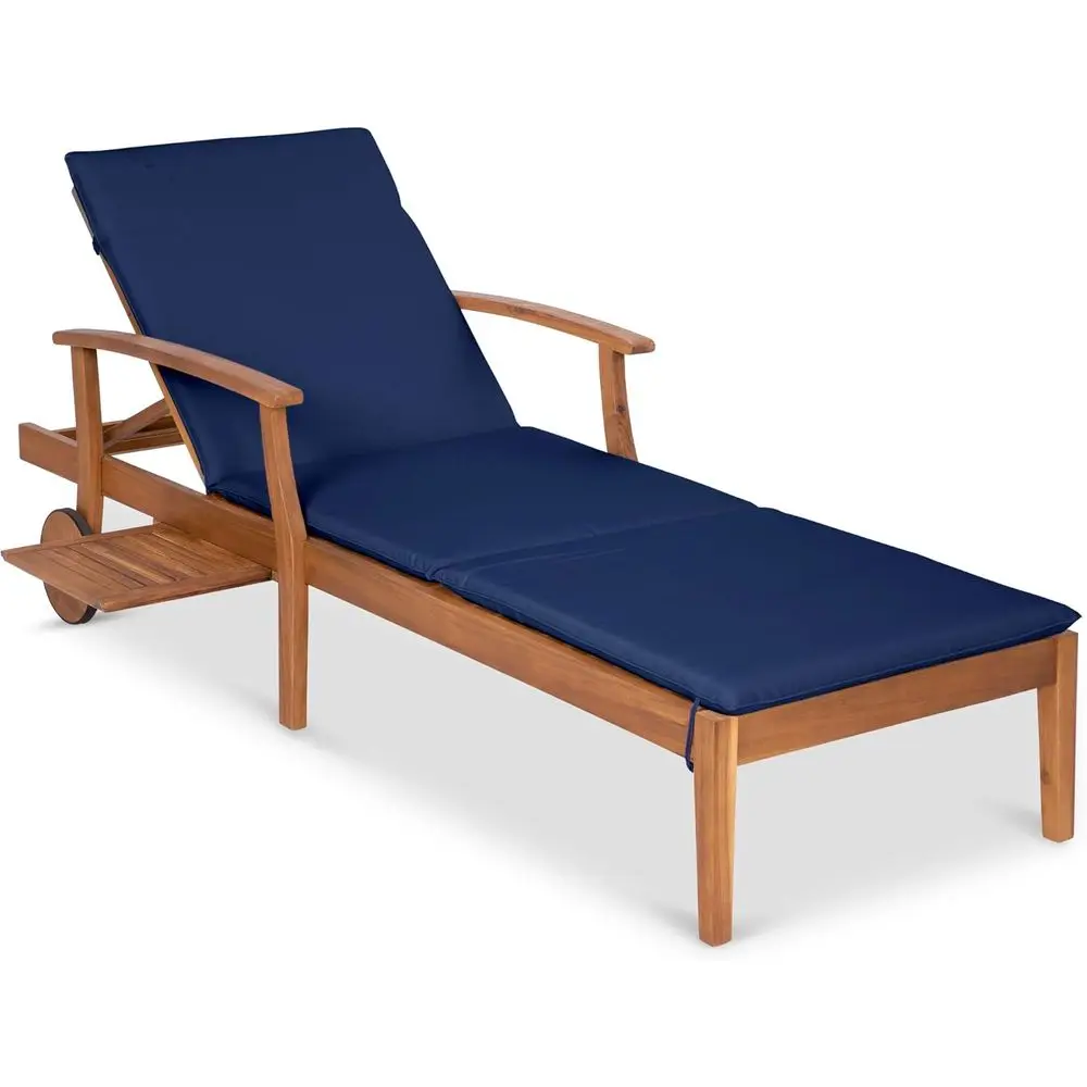 Navy Blue Acacia Wood Chaise L - огляд і ціна Outdoor Furniture Without Cushions